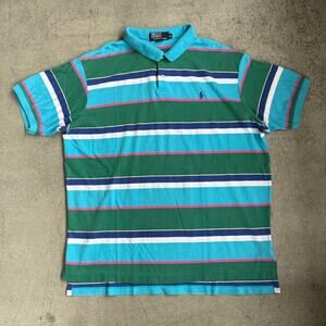 Vintage 90s Striped Polo Ralph Lauren Rugby Button Up Shirt